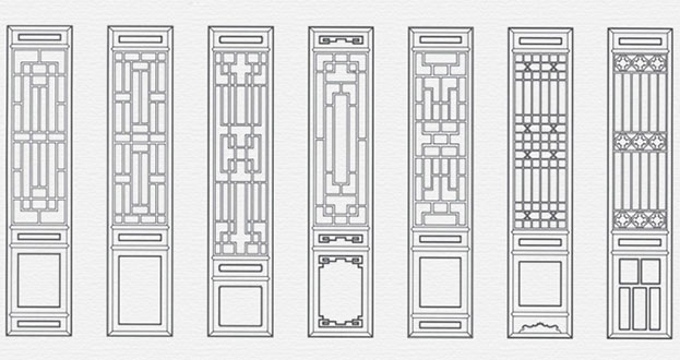 方正常用中式仿古花窗图案隔断设计图